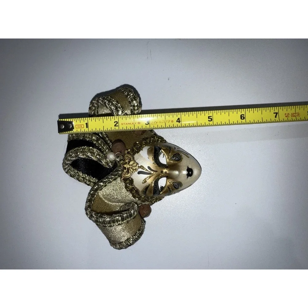 Venetian Mask Made In Venezia, Italy Intricately Painted Gold/ White‎ With Bells